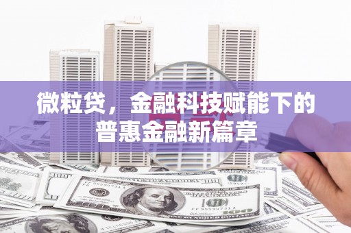 罗定微粒贷，金融科技赋能下的普惠金融新篇章