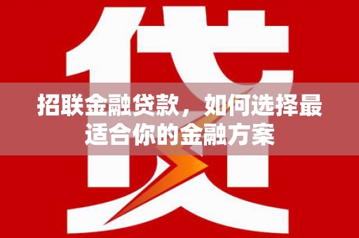 罗定招联金融贷款，如何选择最适合你的金融方案