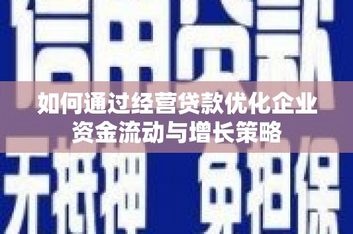 罗定如何通过经营贷款优化企业资金流动与增长策略
