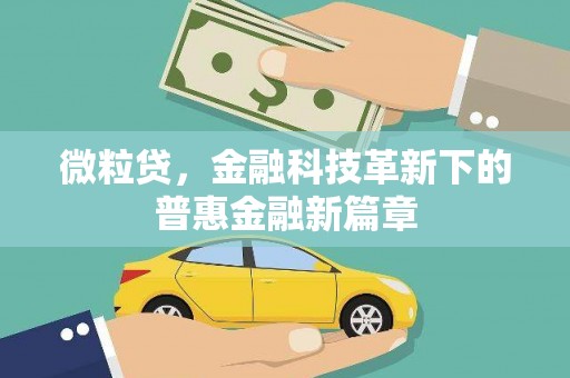 罗定微粒贷，金融科技革新下的普惠金融新篇章