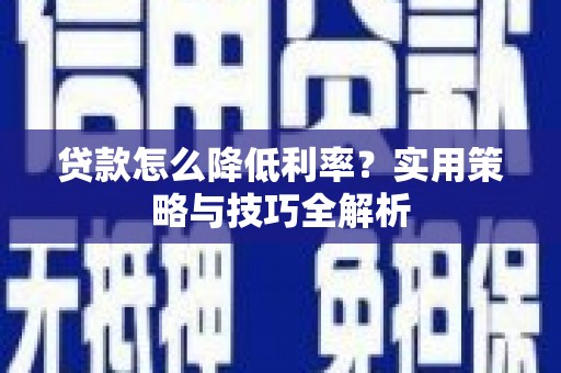 罗定贷款怎么降低利率？实用策略与技巧全解析